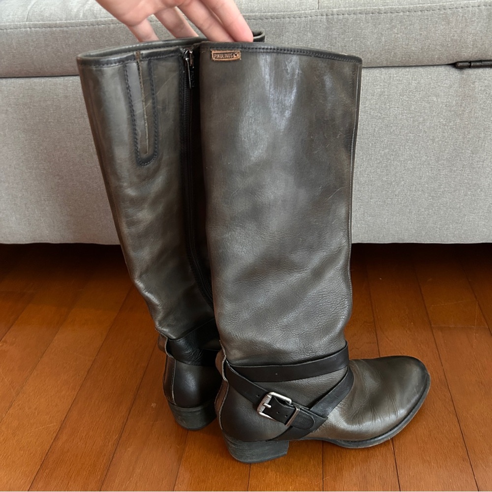 PIKOLINOS Dark Brown Tall Leather Heeled Boots